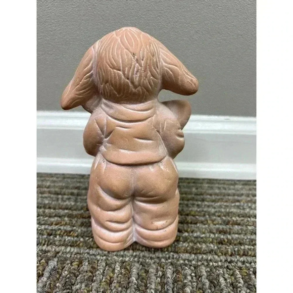 Terracotta Easter Bunny in Overalls With Basket CUTE!! 7" x 4.5" Holiday Spring - Picture 7 of 13
